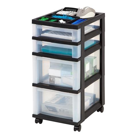 Iris 4 Drawers Black Rolling Plastic Storage Drawer Cart 25 94 In H X