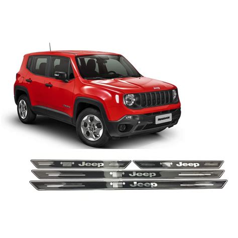 JOGO DE SOLEIRA DE PORTA RESINADA JEEP RENEGADE E COMPASS PRETA