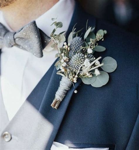 Preserved Real Flower Blue Ball Thistle Eucalyptus Boutonni Re Wedding