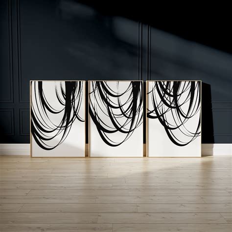 Black and White Abstract Wall Art Gallery Set of 3 Prints, Modern Art ...