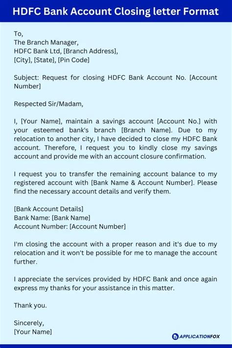 Samples Application For Closing Bank Account