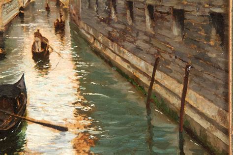 Fausto Giusto Italian 1867 1941 Venetian Canal Antique Painting C