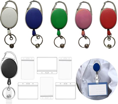 12 Pezzi Portachiavi Retrattile Set Porta Badge Retrattile Con Porta