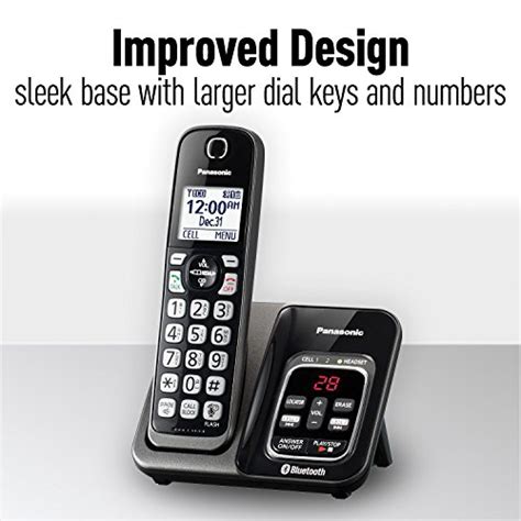 Panasonic Expandable Cordless Phone System With Link2cell Bluetooth Voice Assistant Answering