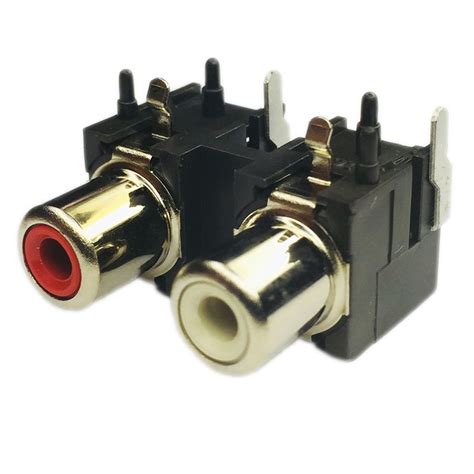 Red White Pcb Mount 2 Rca Female Stereo Aux Audio Video Jack Av Connector