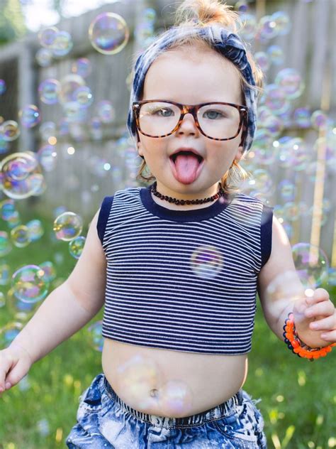 Baby Navy Blue Stripe Crop Top Toddler Belly Shirt Hip Girl Tank Top