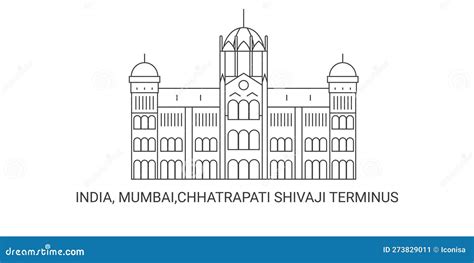 India Mumbai Chhatrapati Shivaji Terminus Travel Landmark Vector