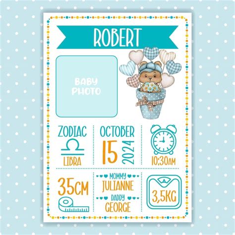 Premium Vector Baby Announcement Birth Celebration Poster