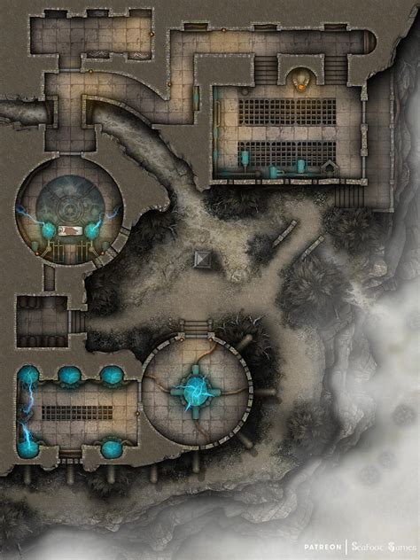 Reanimator S Clifftop Laboratory Free 40x30 Battlemap Adventure R