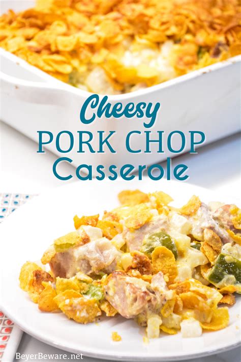 Cheesy pork chop casserole is the perfect way to use leftover pork chops and is a great recipe ...