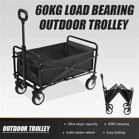 Kg Bearing Folding Wagon Outdoor Trolley Wagon Beach Camping Foldable