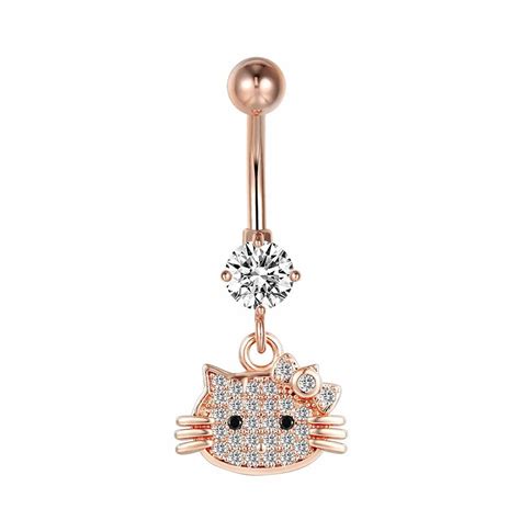 Rose Gold Hello Kitty Navel Piercing Belly Button Ring