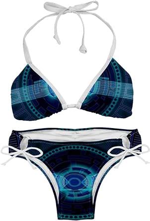 Amazon Women S Triangle Bikini Swimsuit Geometric Science Mechanical Style Bathing Suit Set