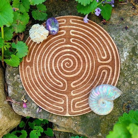 6 Labyrinth Crystal Grid Board Lasercut Birch Wood Meditation Maze