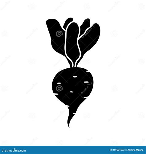 Beet With Greens Silhouette Icon Hand Drawn Simple Illustration Of