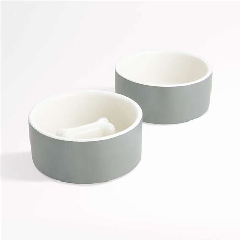 Paikka Medium Grey Ceramic Dog Water Bowl Reviews Crate And Barrel