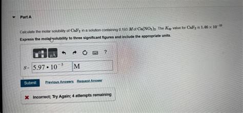 Solved Calculate The Molar Solubility Of CaF2 In A Solution Chegg