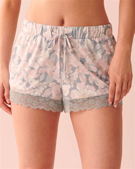 Recycled Fibers Lace Detail Shorts Flourishing Garden La Vie En Rose