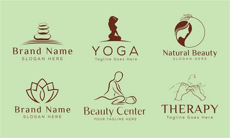 Set Of Spa Element Hand Drawn Logo With Body And Leaves Logo For Spa