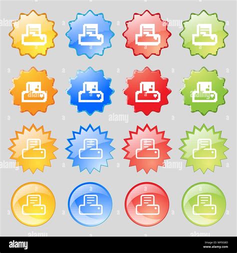 Printing Icon Sign Big Set Of Colorful Modern Buttons For Your