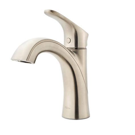 Pfister Weller Single Hole Single Handle Bathroom Faucet Brushed Nickel Lg42 Wr0k The Home Depot