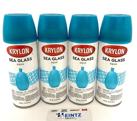 Krylon 9057 4 Pk Sea Glass Finish Decorative Glass Aqua Color Spray Paint 12 Oz Ebay