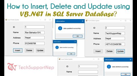 Vb Net And Sql Server How To Insert Delete And Update Youtube