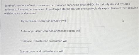 Solved Synthetic versions of testosterone are performance | Chegg.com