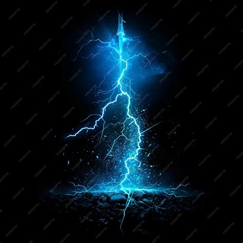 Premium Photo | Electric thunderbolt striking a ground in vfx Blue