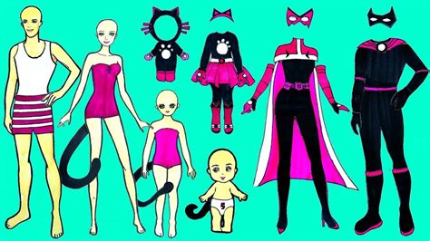 Paper Dolls Family Dress Up - Cat Family Costumes Shoes & Accessories ...