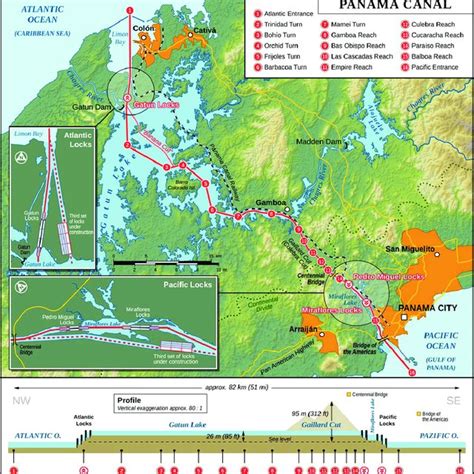 General Map Of The Panama Canal And Its Enlargement Below Download Scientific Diagram