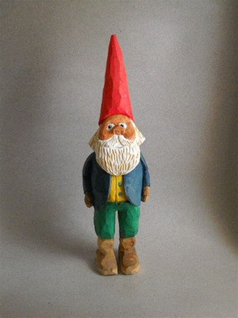 Garden Gnome Wood Hand Carved And Painted By Woodworkeronwheels