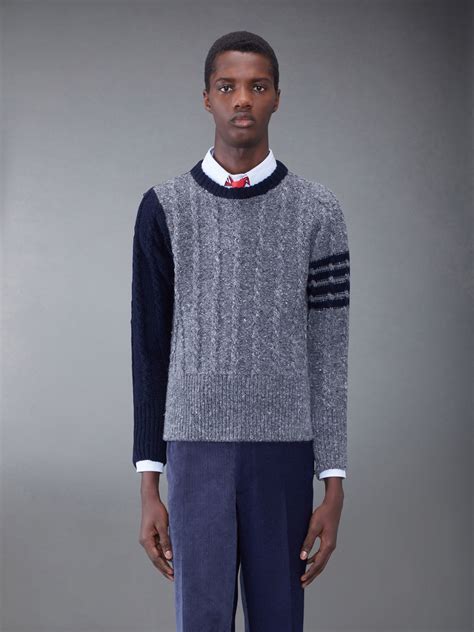 Fun Mix Donegal Cable Bar Crew Neck Pullover Thom Browne