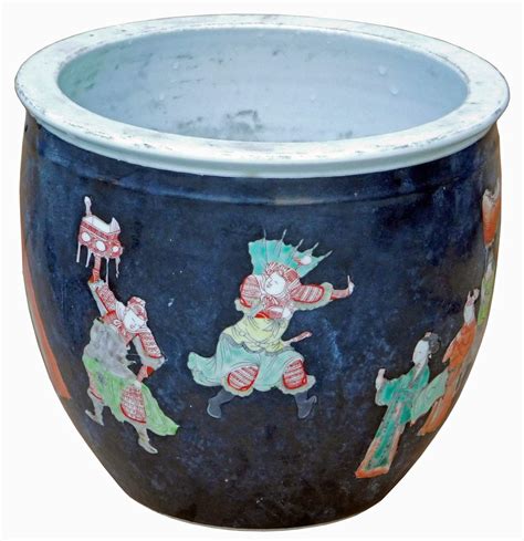 This Is A Hand Painted Porcelain Pot Planter With Oriental People