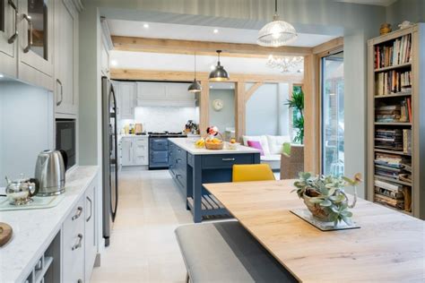 In Frame Painted Kitchen In Farrow Ball Pavilion Grey Stiffkey Blue