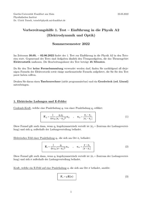 Testvorbereitung Physik Goethe Universit At Frankfurt Am Main