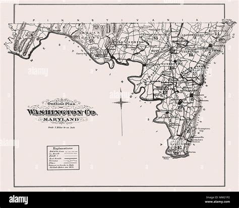 Map of Washington County, Maryland. 1877 Stock Photo - Alamy