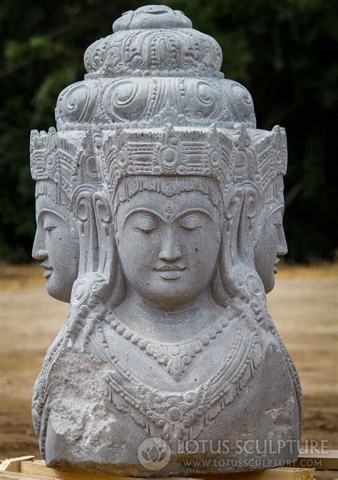 Sold Natural Hand Carved Lava Stone Faced Lord Brahma The Creator