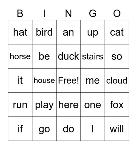 Sight Words Nd Grade Bingo Card