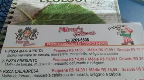 Menu at Nino´s Pizza pizzeria, Goiânia