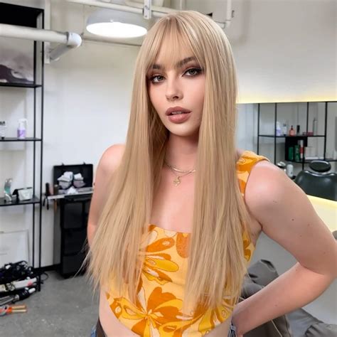 Amazon EMMOR Light Blonde Wig With Bangs For Women Long Straight Wigs Barbie Wig Synthetic