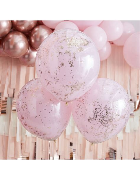 Grands Ballons Confettis Doubles Roses Confettis Rose Gold Les