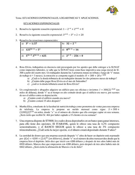 S8 9 Ht Ecuaciones Exponenciales Logaritmicas Tema Ecuaciones