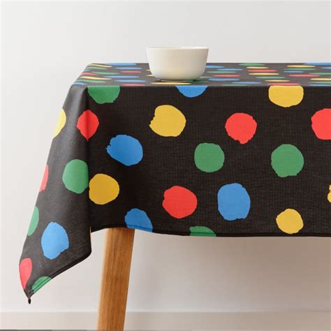 Nappe Anti Taches En Coton Noire Pois Multicolores X Maisons