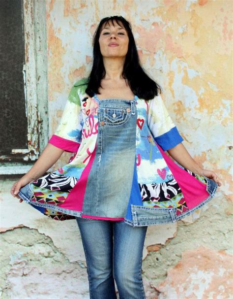 L Crazy Recycled Embroidered Flowers Denim Dress By Jamfashion Recycle