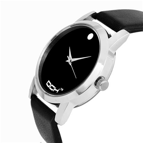 Buy Dch Round Dial Black Leather And Synthetic Strap Men Quartz Watch