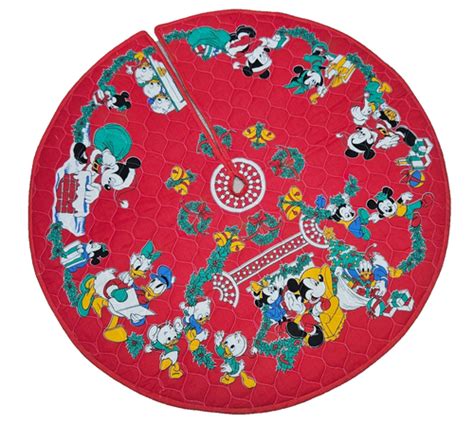 Vintage Mickey And Friends Red Christmas Tree Skirt Victorian Minnie