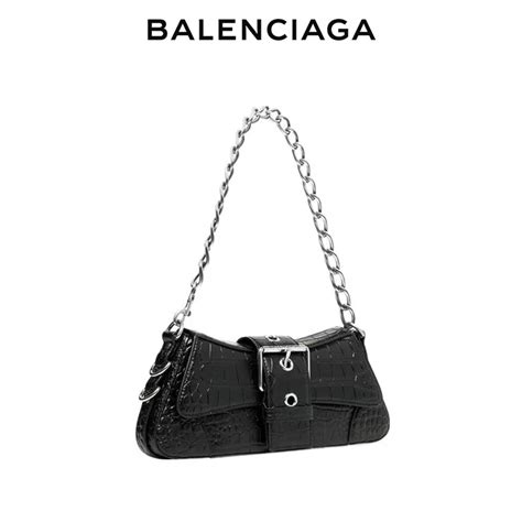 【專櫃同款2色】balenciaga巴黎世家lindsay女士曲線形鱷魚紋中號翻蓋單肩包 巴黎世家balenciaga 台灣專櫃