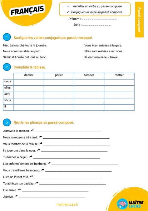 Trompette M Daille Foudre Le Pass Compos Ce Exercices Imprimer