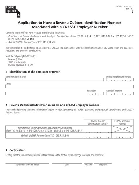 Fillable Online TP 1015 R 14 JU V 2017 01 Application To Have A